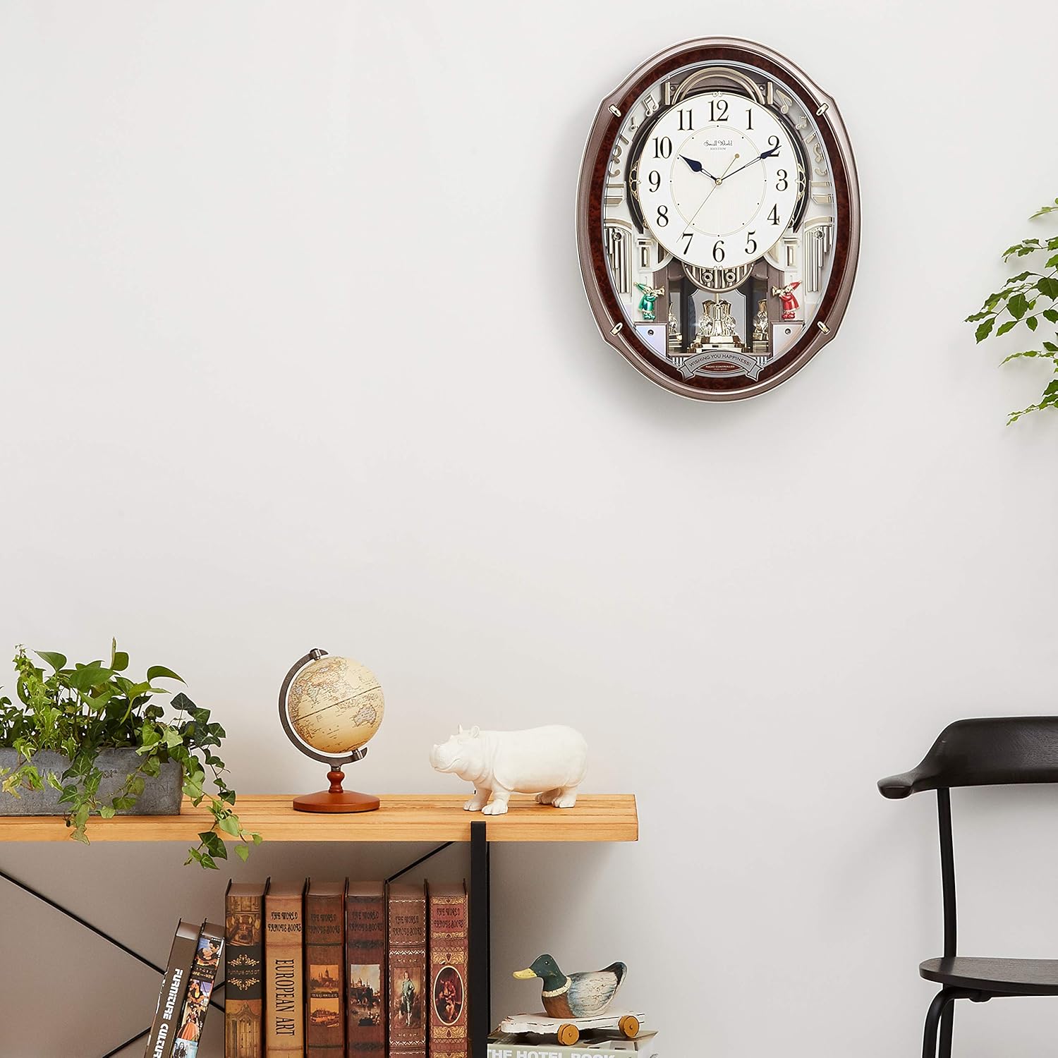 リズム(RHYTHM) 掛け時計 電波時計 からくり時計 48曲メロディ付き